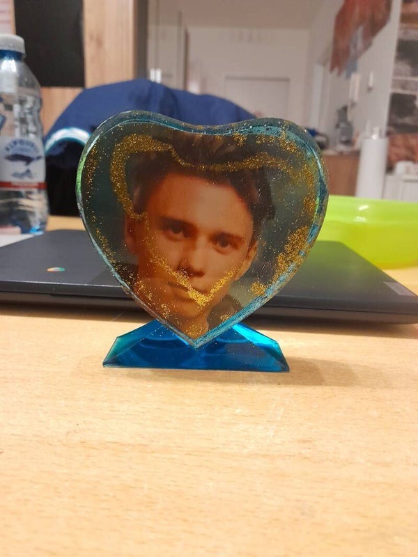 Epoxidharz-Herz mit Foto