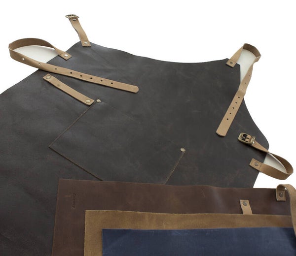 Leren schort 'Southern' schuin model