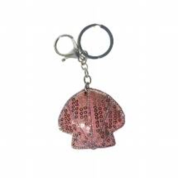 Sleutelhanger Glitter mossel roze