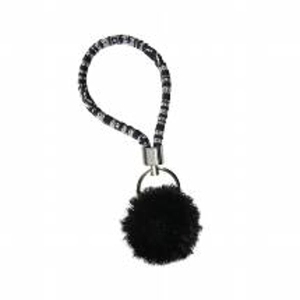 Sleutelhanger Pompon met band zwart