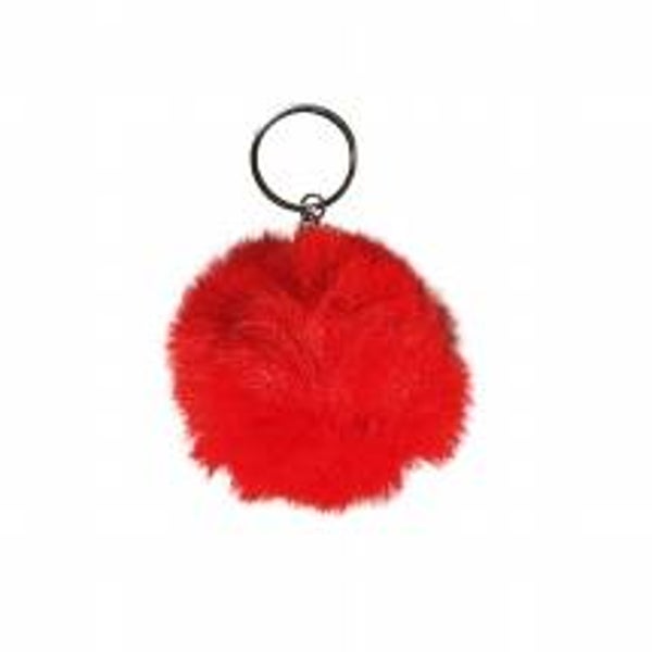 Sleutelhanger Pompon rood