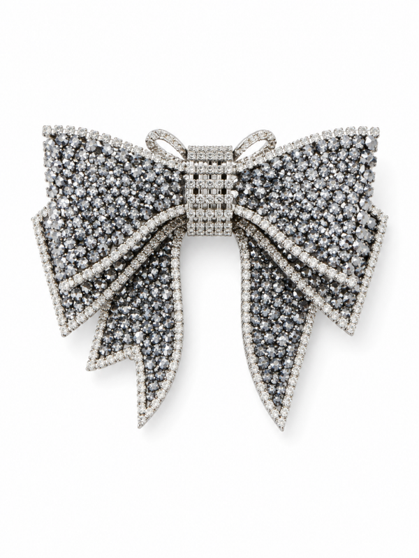 Glitter strik zilver zwart