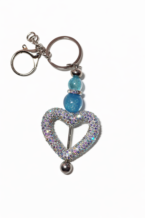 Glitter Hart Sleutelhanger met Blauwe Accenten 💙
