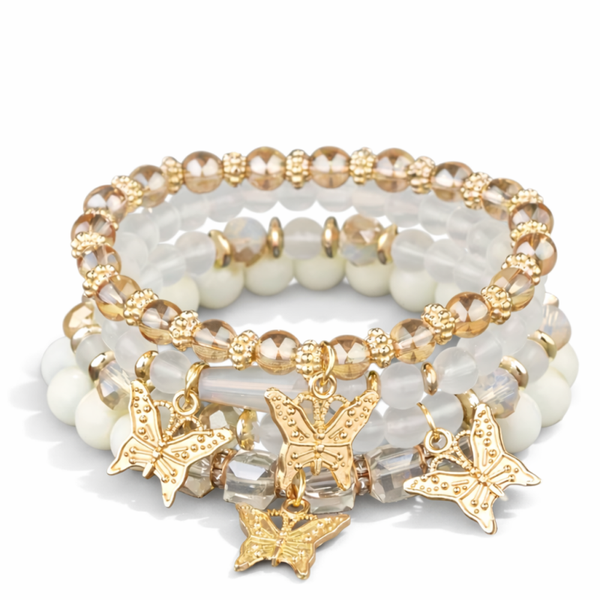 Golden Butterfly Armband Set – Wit & Goud
