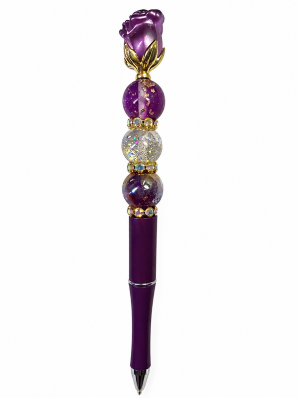 Paarse Rozenpen met Glitters