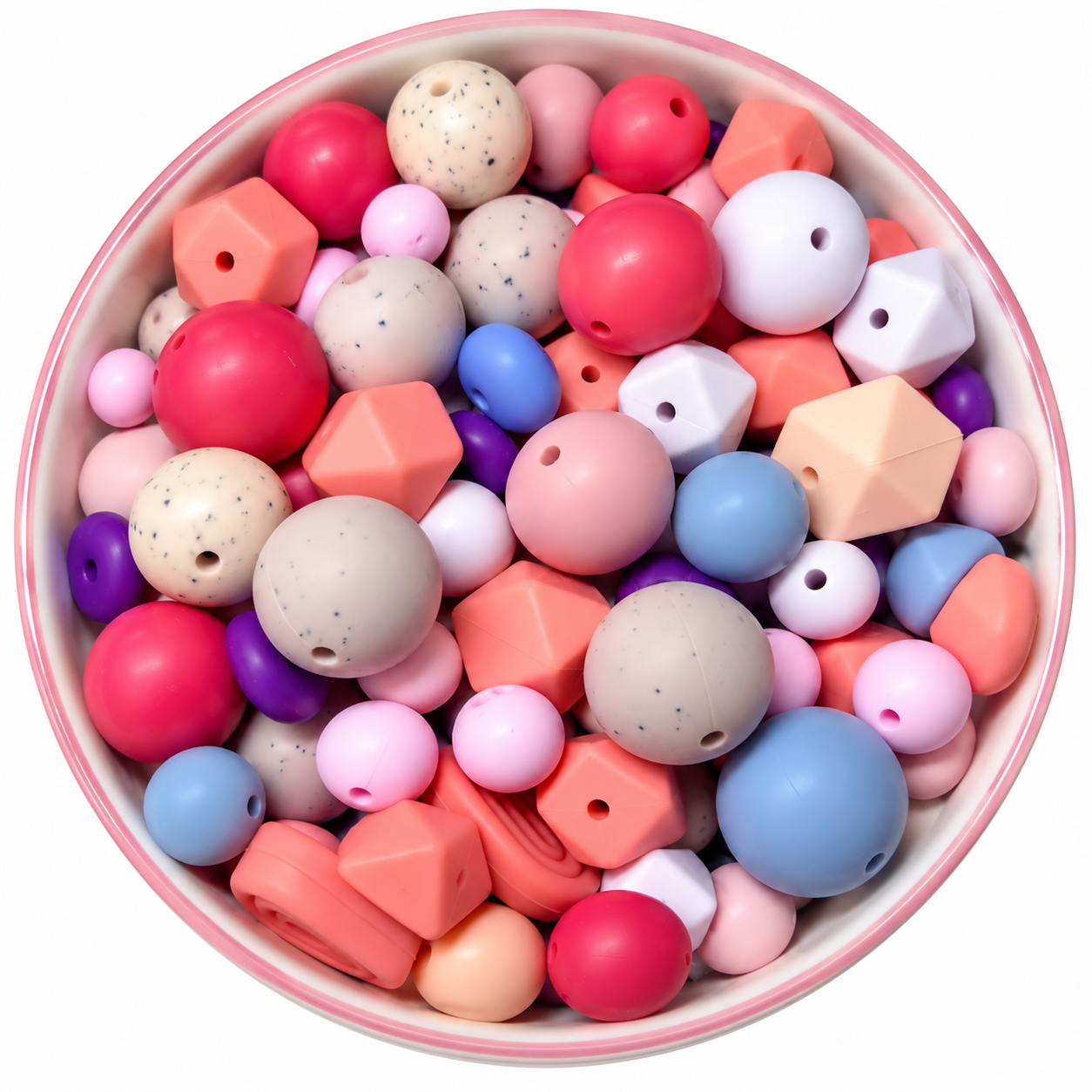 Silicone kralen roze mix