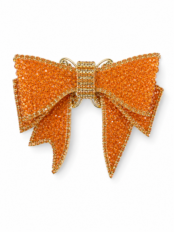 Glitter strik bruin oranje