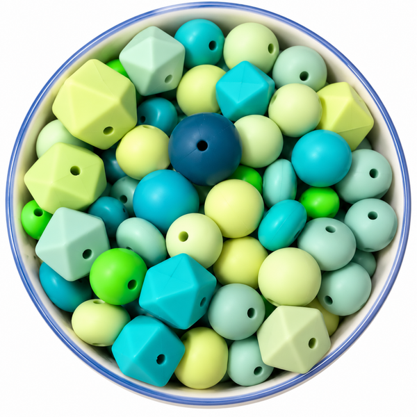 Siliconen kralen groene mix