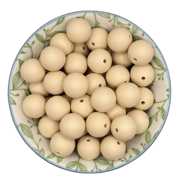 Siliconen Kralen beige 15 mm