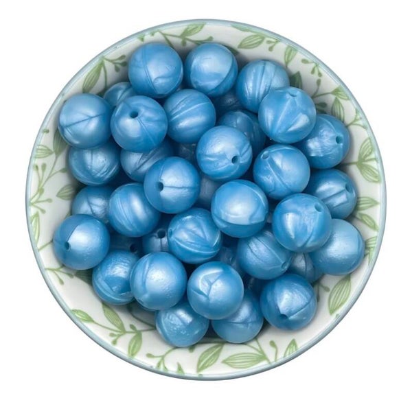 Siliconen Kralen Blue Pearl
