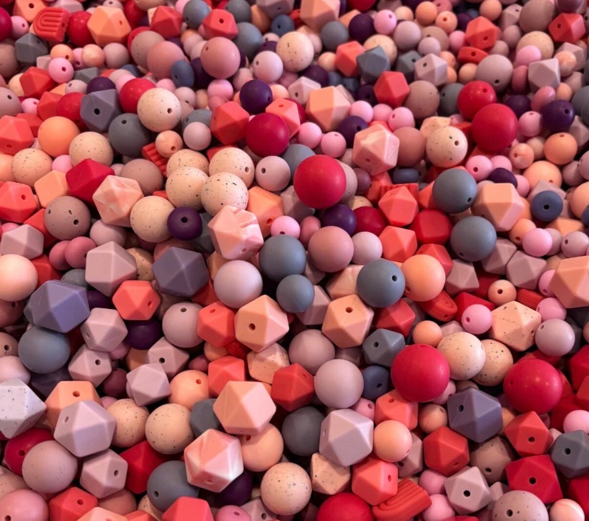 Siliconen Kralenmix Roze & Rood
