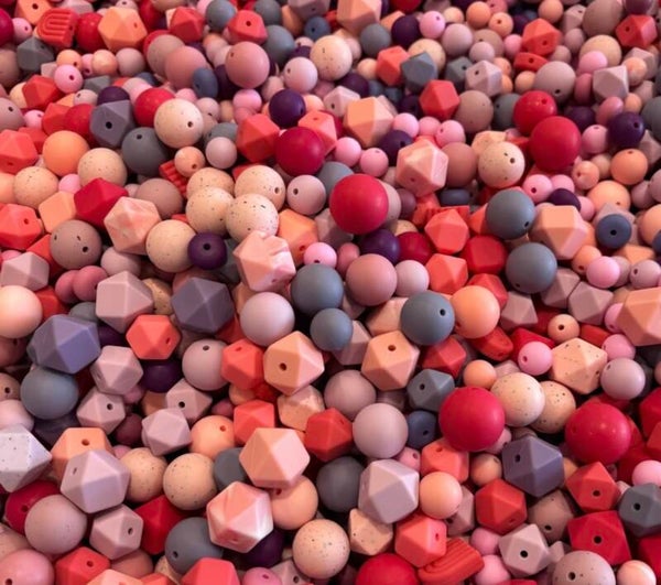 Siliconen Kralenmix Roze & Rood