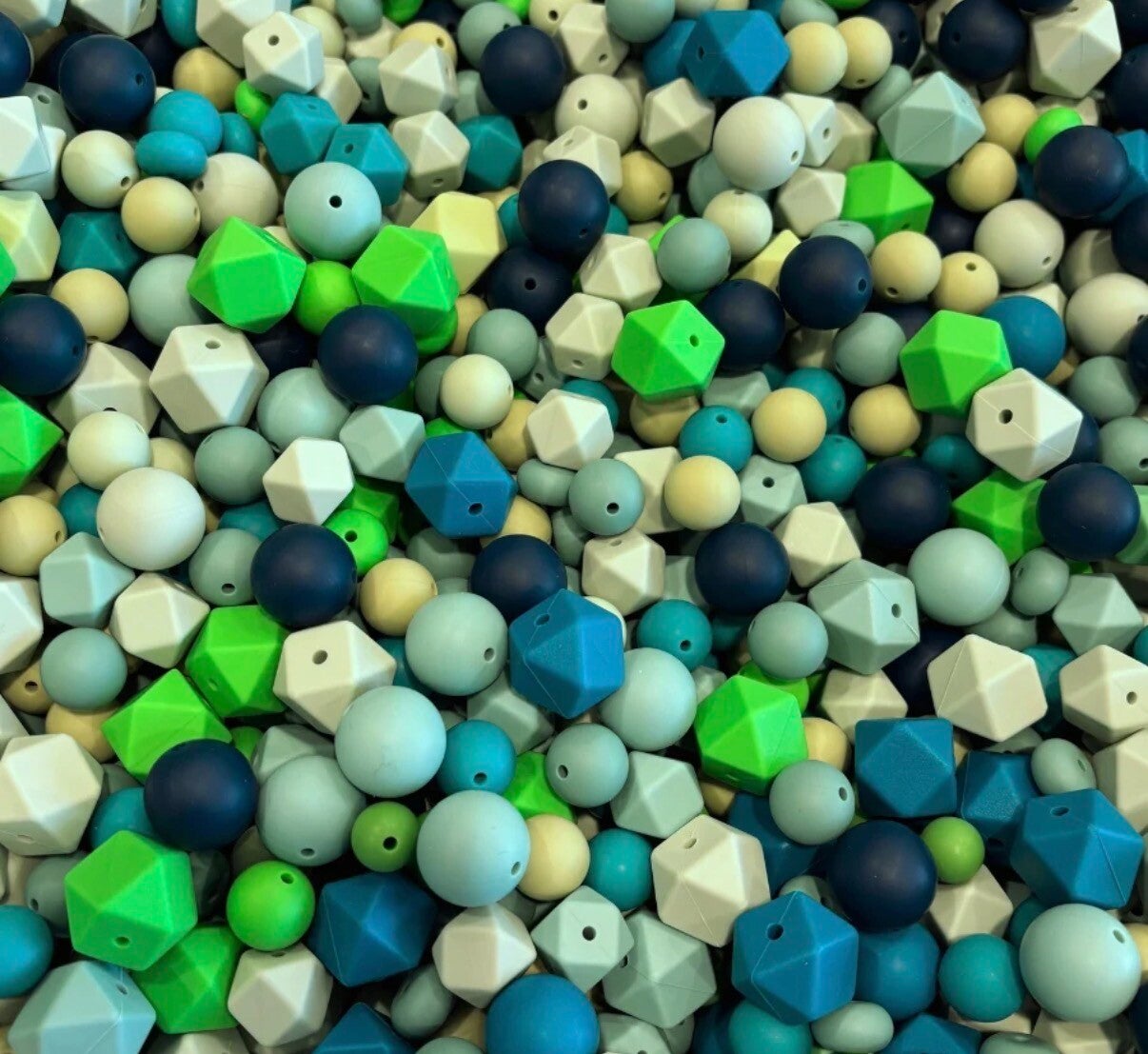 Siliconen Kralenmix Blauw & Groen