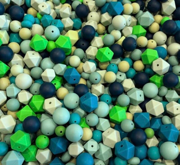 Siliconen Kralenmix Blauw & Groen