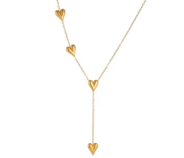 Golden Heart Drop Necklace – Stainless Steel