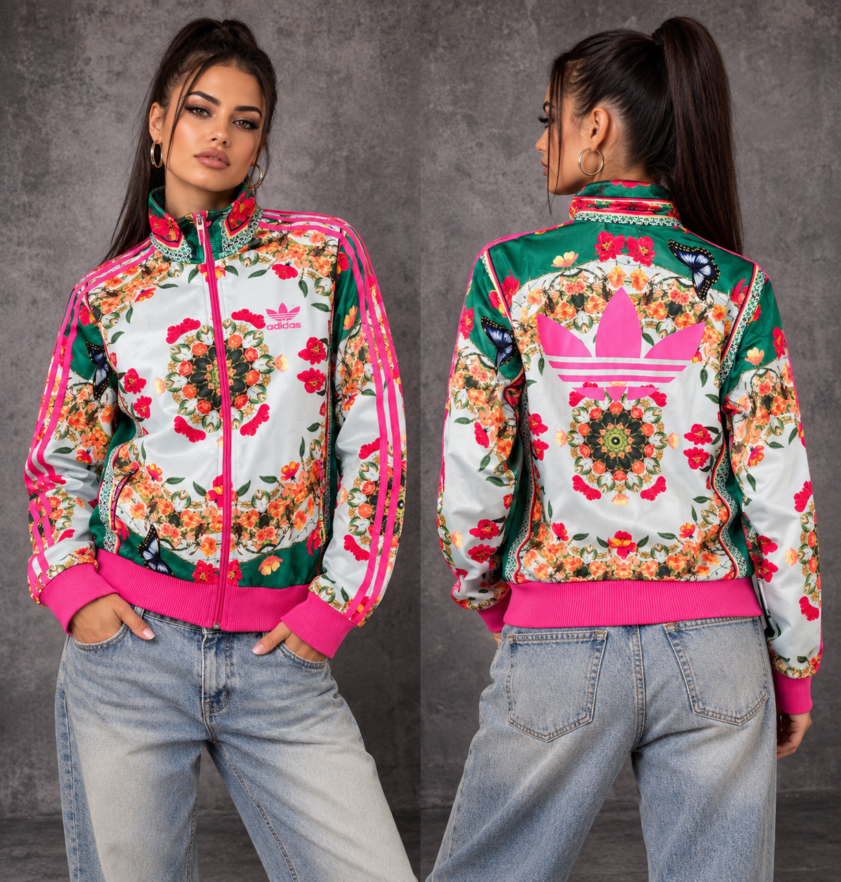 Adidas Originals × FARM Rio SAMPLE Track Jacket 2013 – Tropical Floral Butterfly – Vintage – Gr. 36