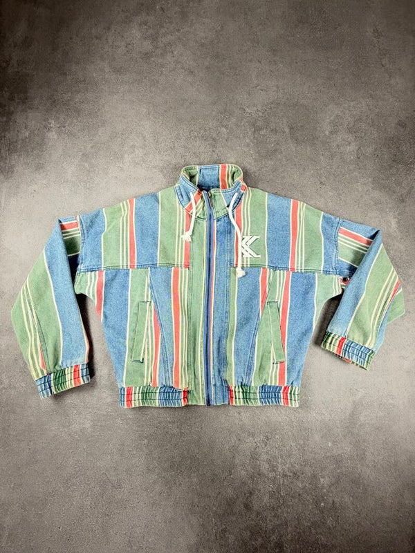 Karl Kani OG Stripe Denim Jacket – Blau / Grün / Rot – Größe S