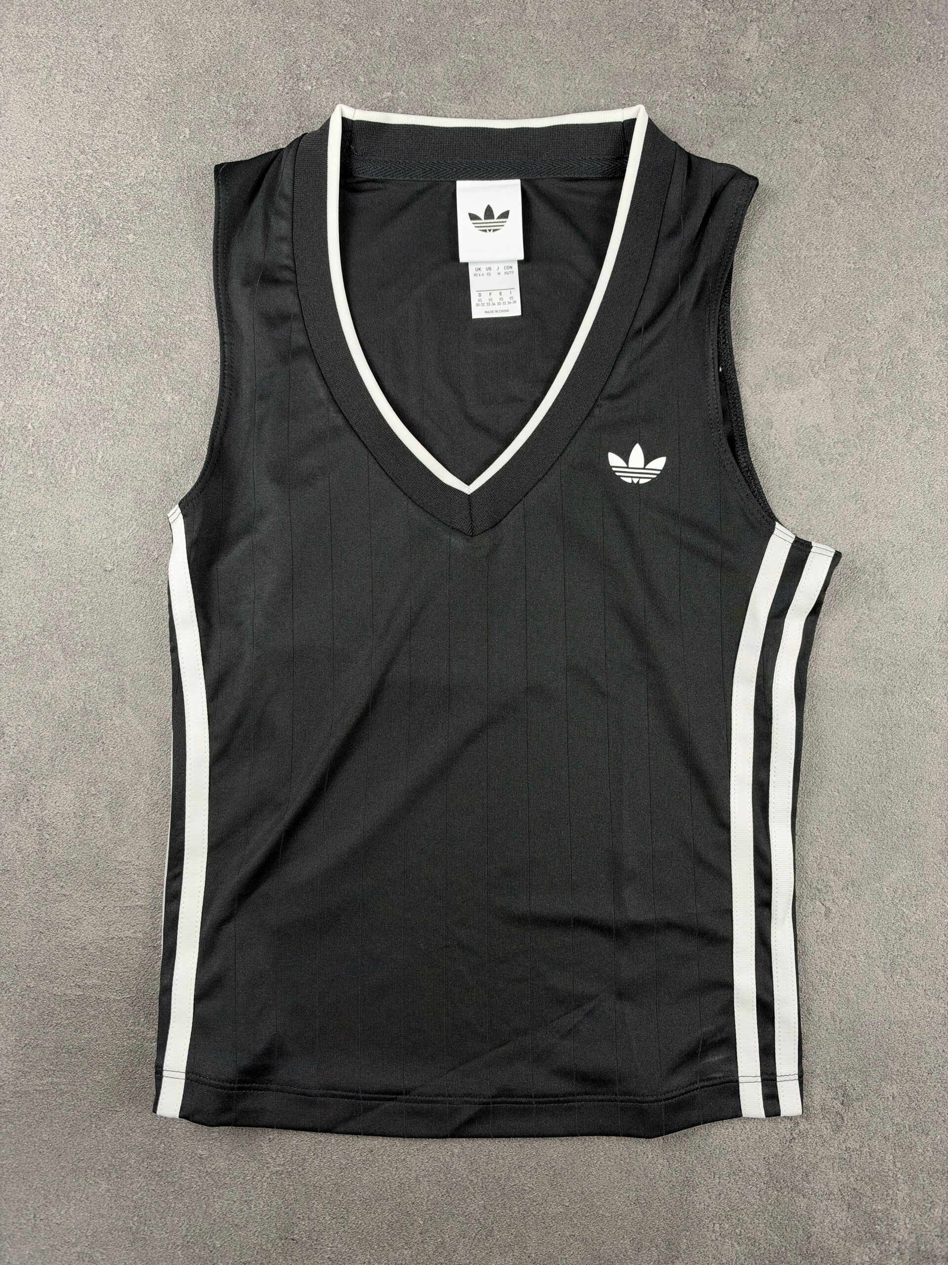 Adidas Originals V-Neck Football Top – Schwarz / Weiß – Damen XS – 2025
