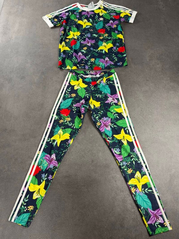 Adidas Originals Blossom of Life Floral Set – T-Shirt & Leggings – Navy / Multicolor – Damen 36 – 2018