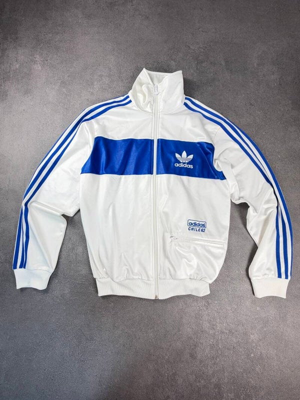 Adidas Originals Chile 62 Vintage Trainingsjacke 2007 – Weiß/Blau – Größe S – Retro Y2K
