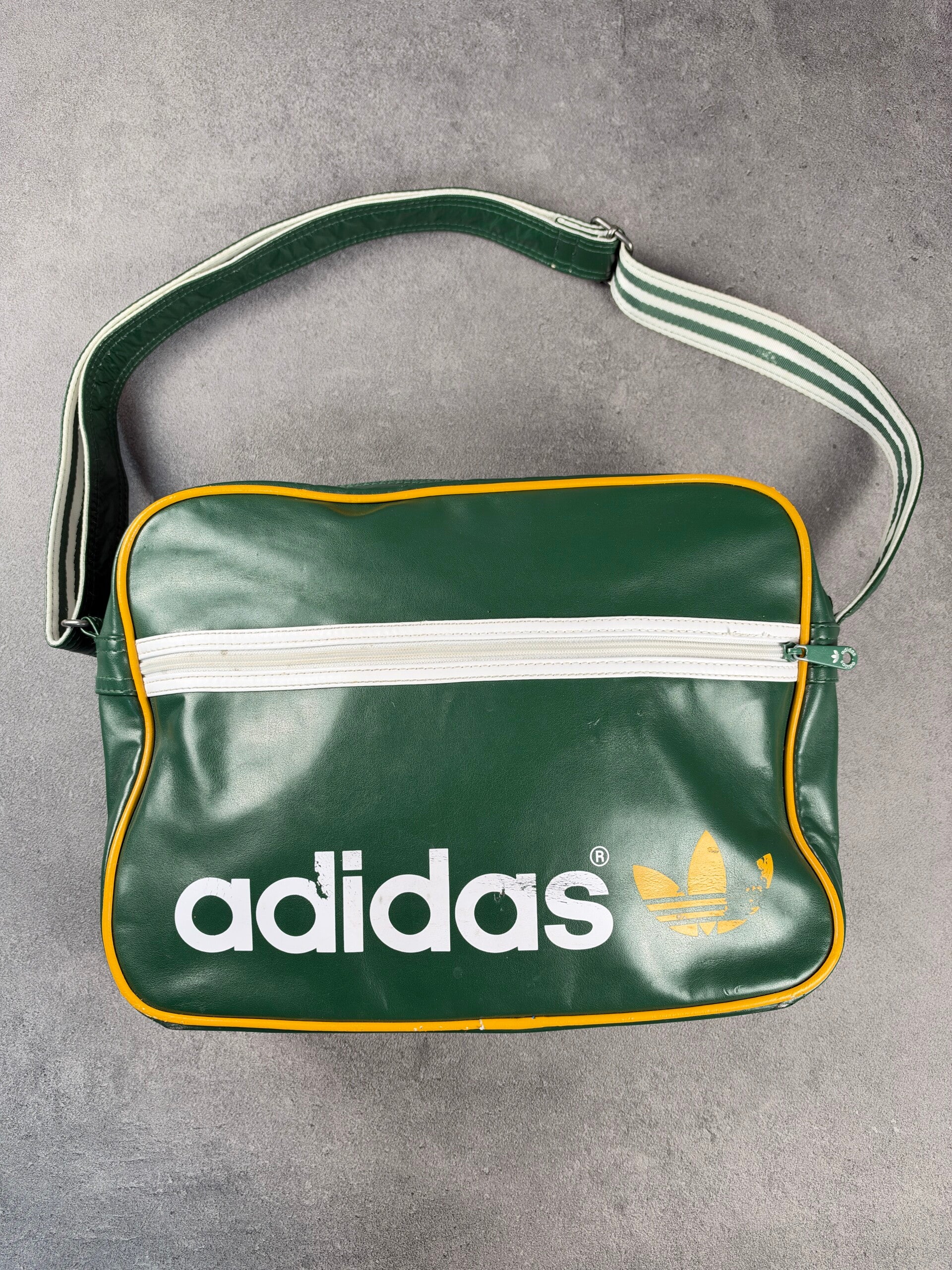 Adidas Originals Vintage Airliner Shoulder Bag – Dunkelgrün / Gelb / Weiß – 2012