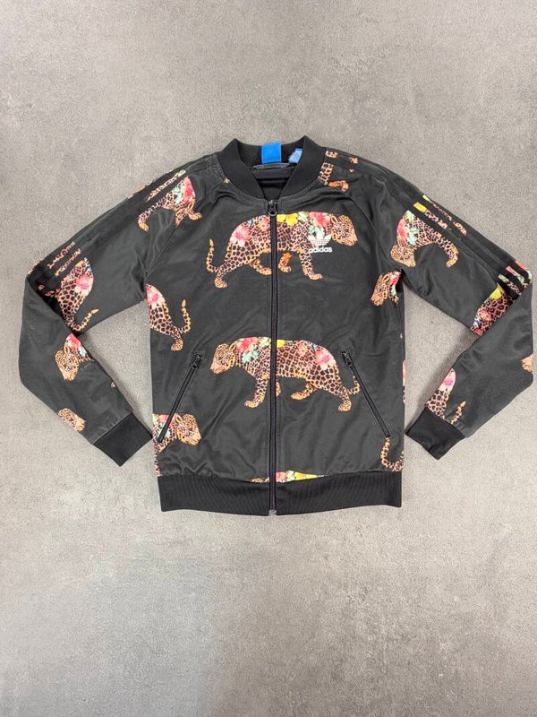 Adidas Originals Leopard Floral Track Jacket – Schwarz / Multicolor