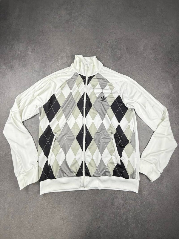 Adidas Originals Ivan Lendl Argyle Tennis Track Top – Weiß / Grau / Schwarz – XXL – 2007