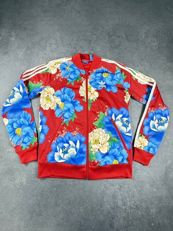 Adidas Originals Floral Firebird Track Jacket – Rot / Blau – Damen 36 – 2010