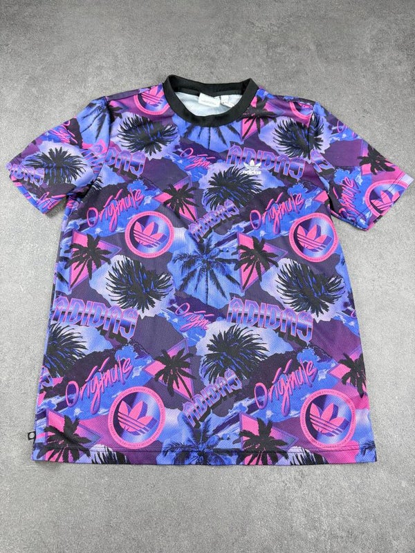 Adidas Originals Palm All Over Print T-Shirt – Lila / Pink / Blau – Herren M – 2022