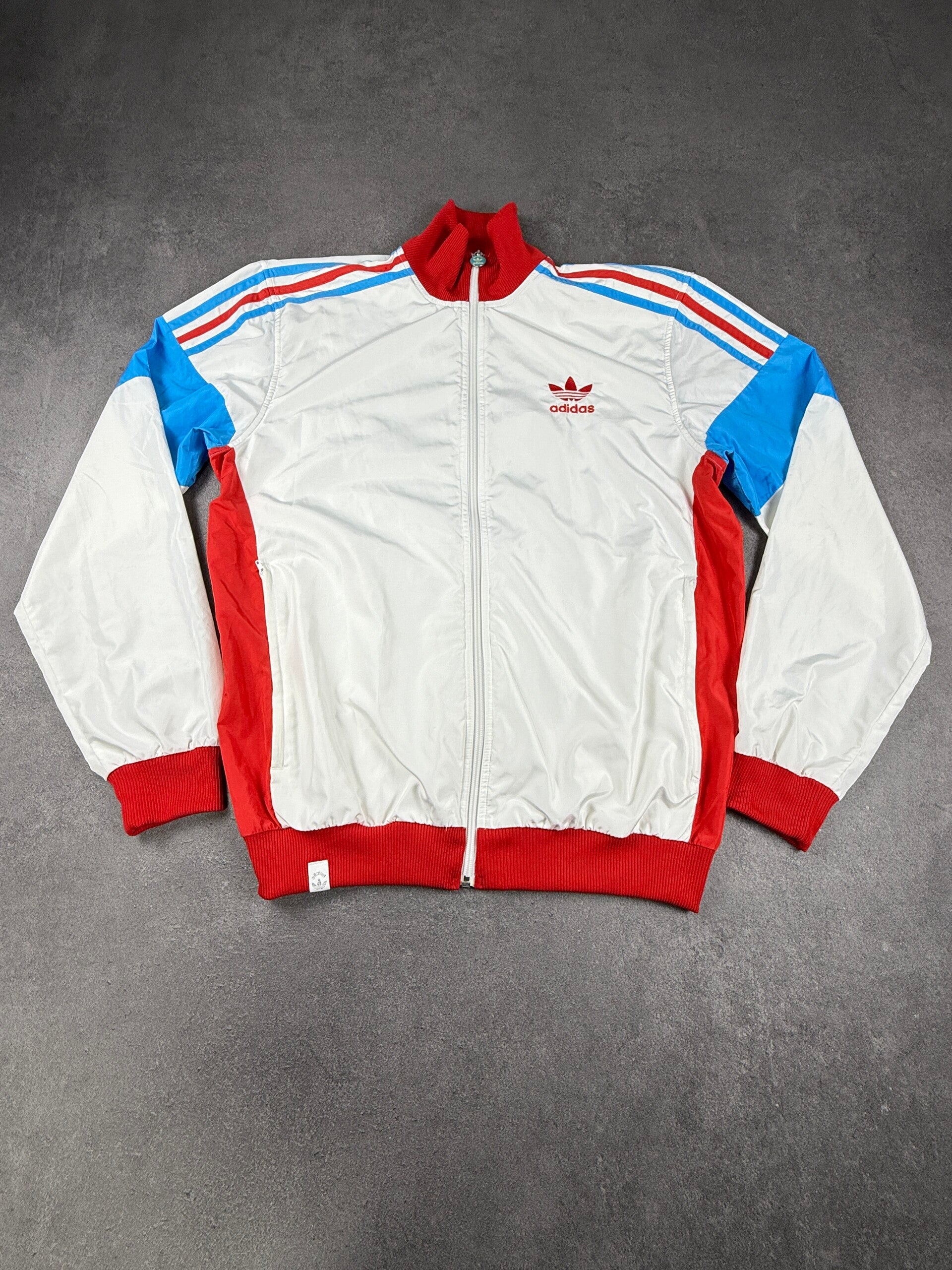 Adidas Allcourt Track Jacket weiß/rot/blau – Größe L – Vintage 2009