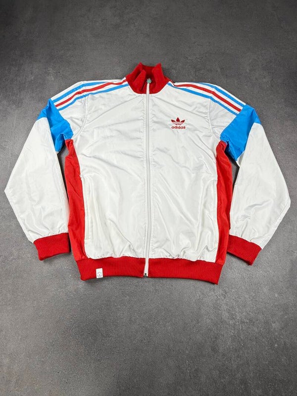Adidas Allcourt Track Jacket weiß/rot/blau – Größe L – Vintage 2009