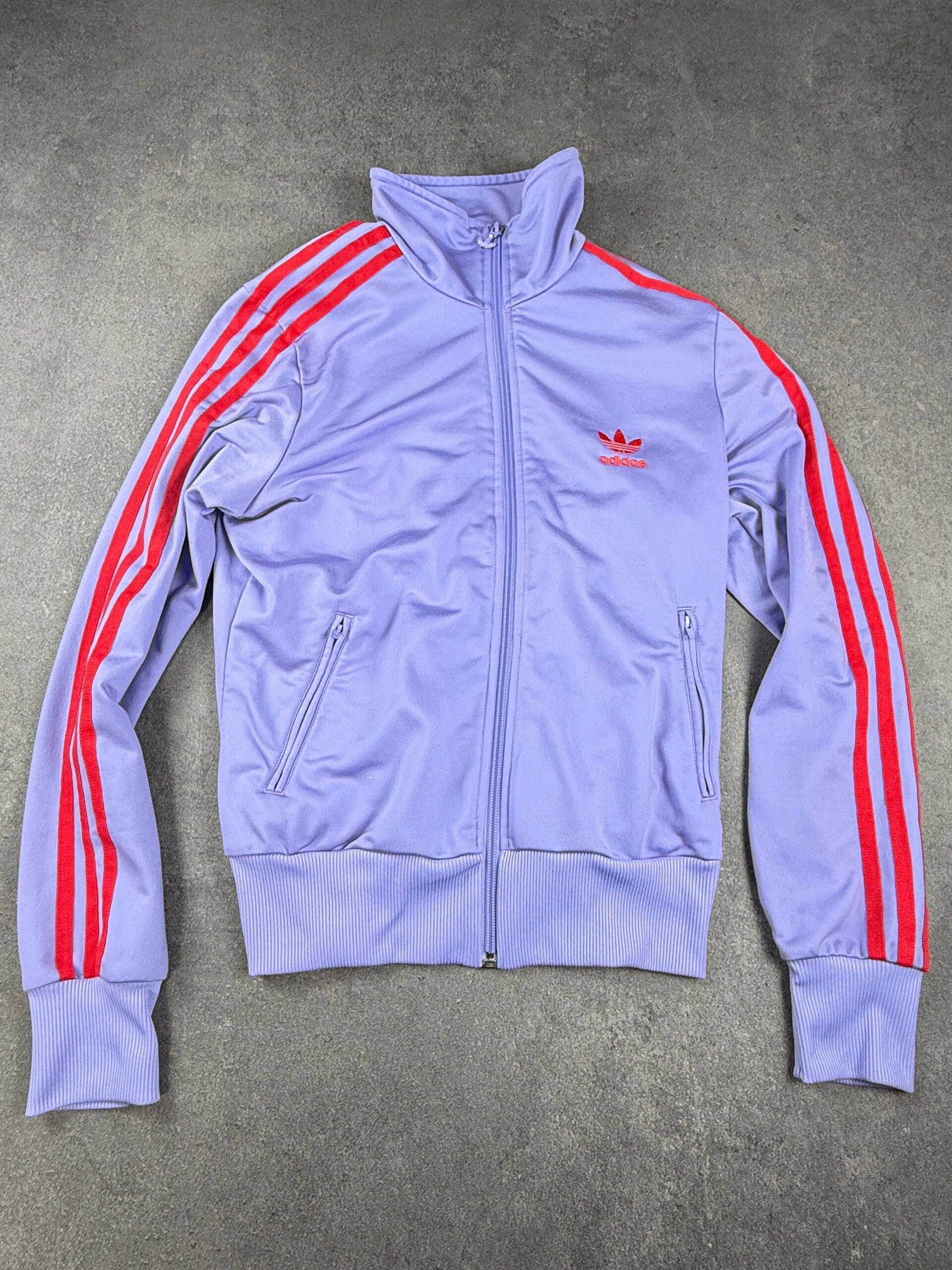 Adidas Track Jacket lila/rot Trefoil – Größe 40 – Vintage 2010