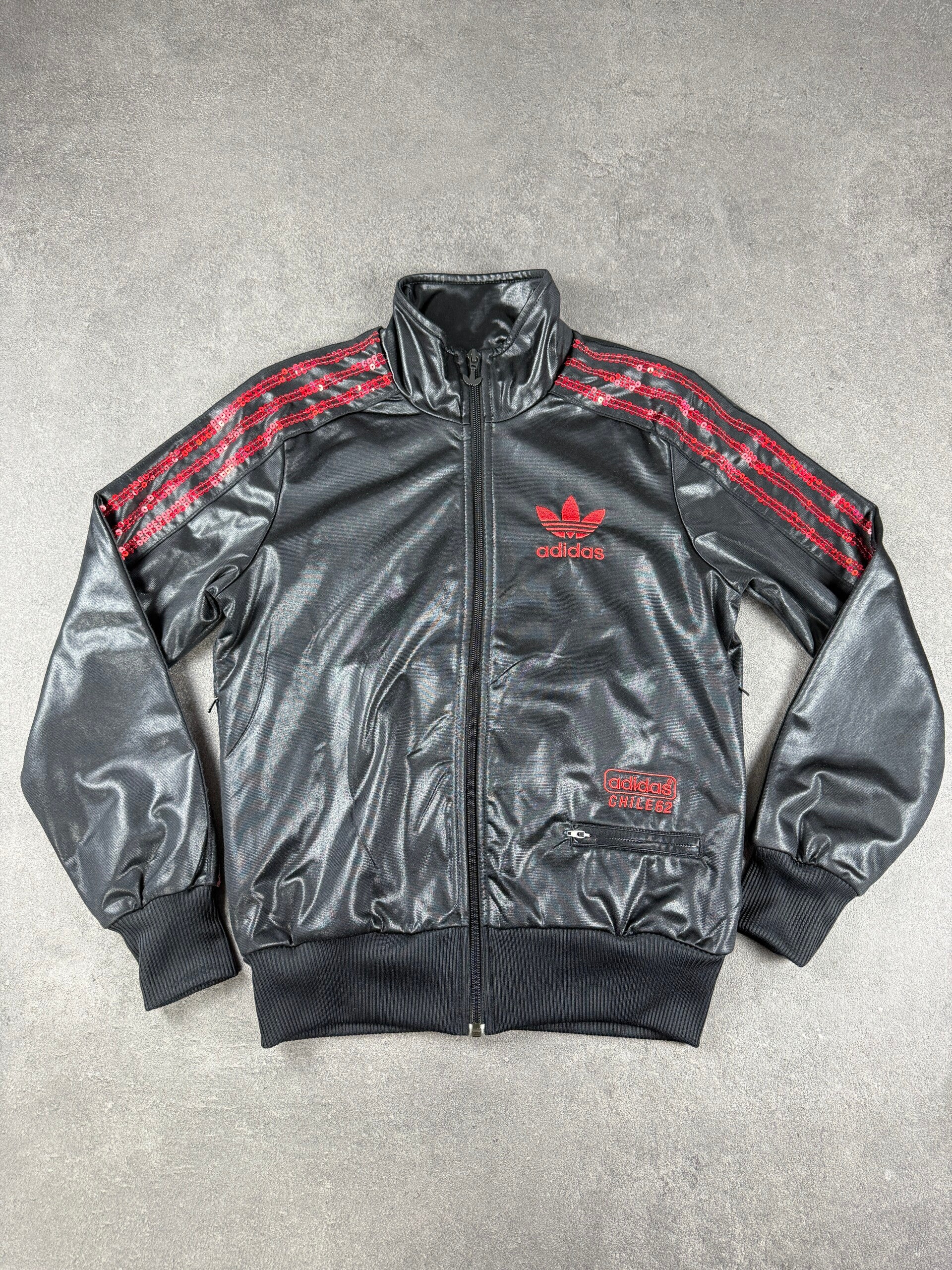 Adidas Originals Chile 62 Sequin Track Jacket – Schwarz / Rot – Gr. 38 – 2010
