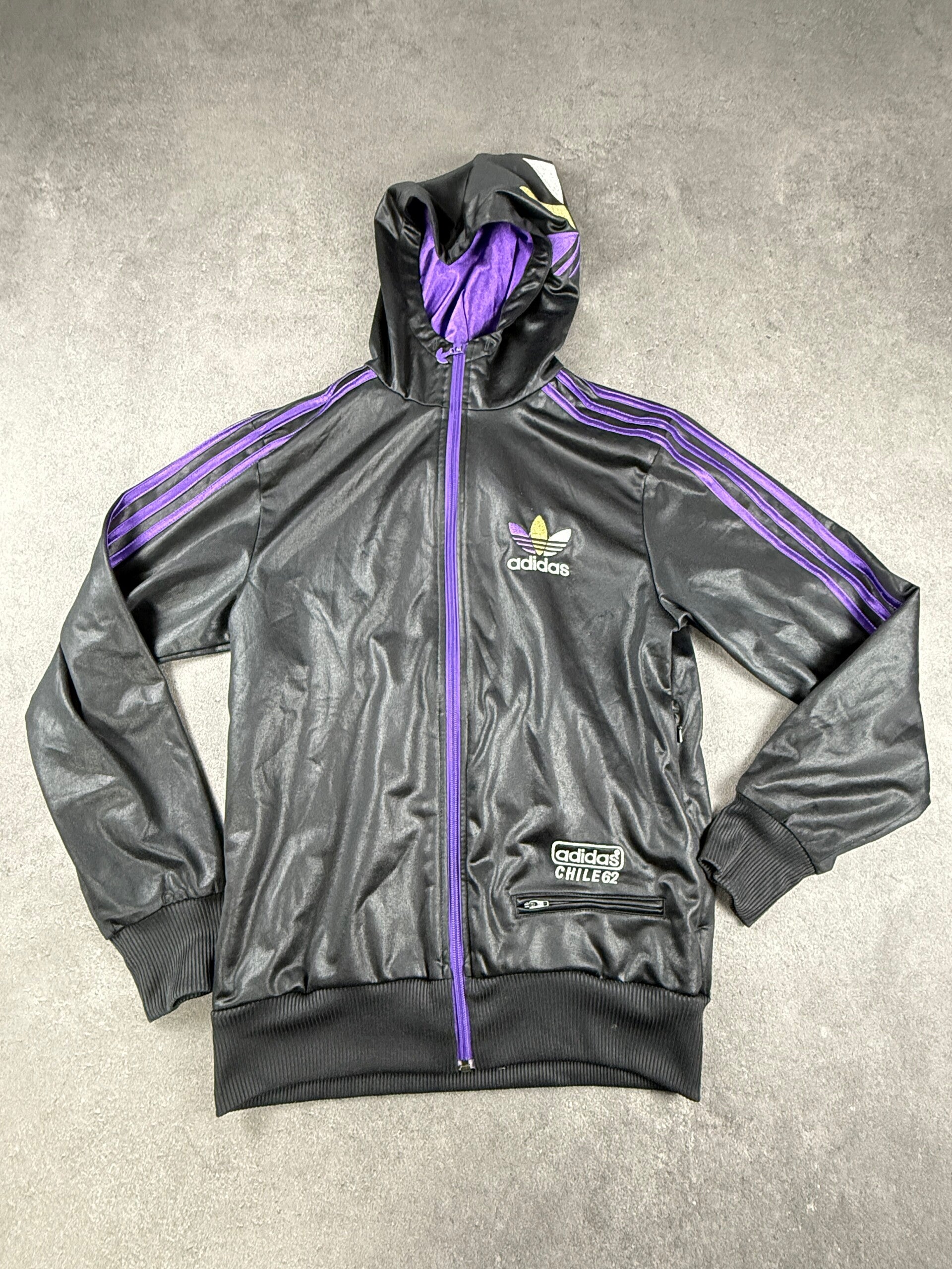 Adidas Originals Chile 62 Hooded Track Jacket – Schwarz / Lila – XS – 2011