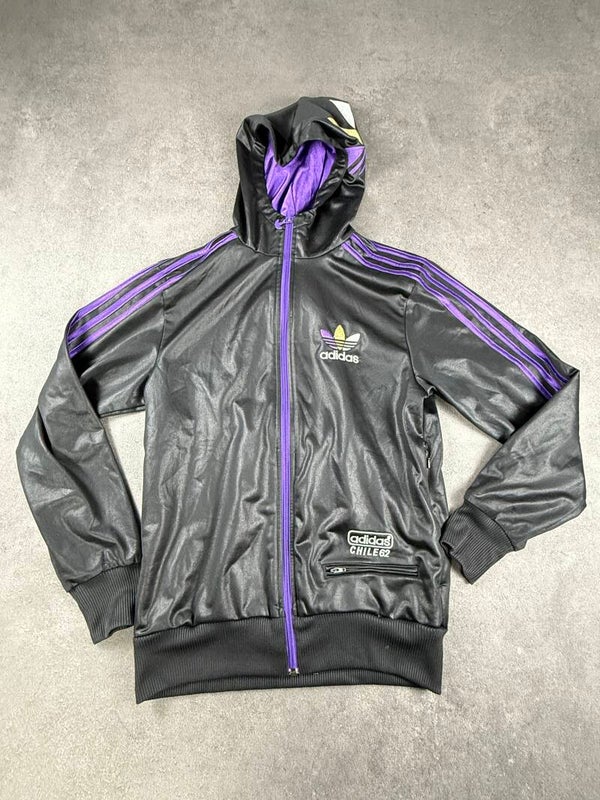Adidas Originals Chile 62 Hooded Track Jacket – Schwarz / Lila – XS – 2011