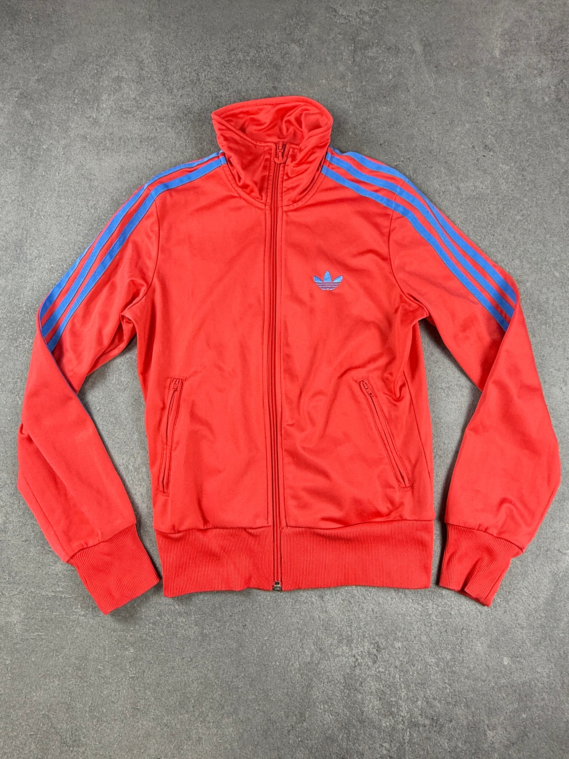 Adidas Track Top korallenrot/blau Trefoil große Rückenlogo Größe 34