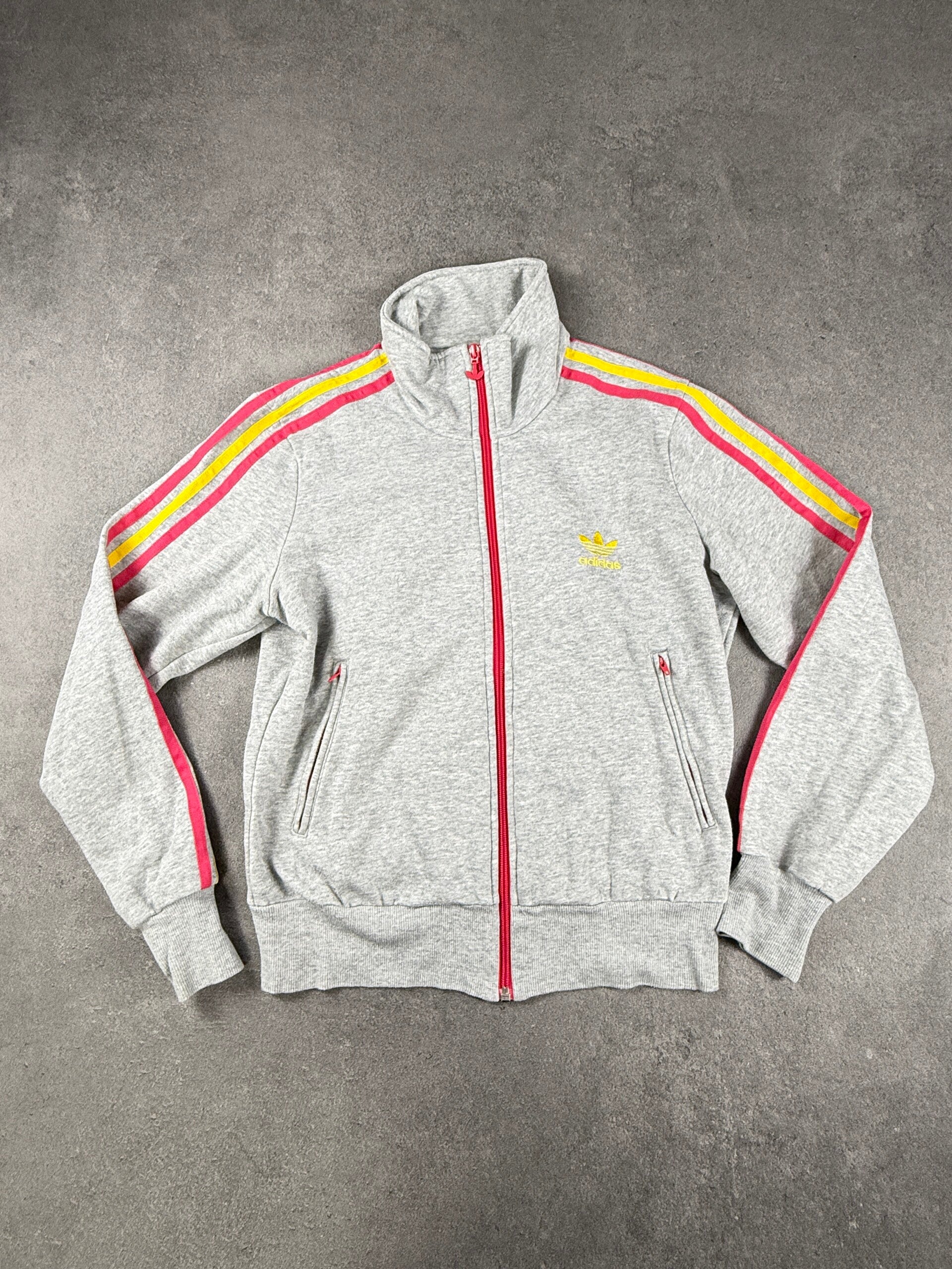 Adidas Track Jacket grau/pink/gelb Trefoil große Rückenlogo Größe M (Damen) 2013
