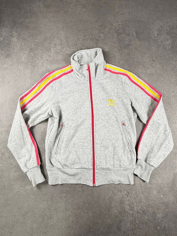 Adidas Track Jacket grau/pink/gelb Trefoil große Rückenlogo Größe M (Damen) 2013