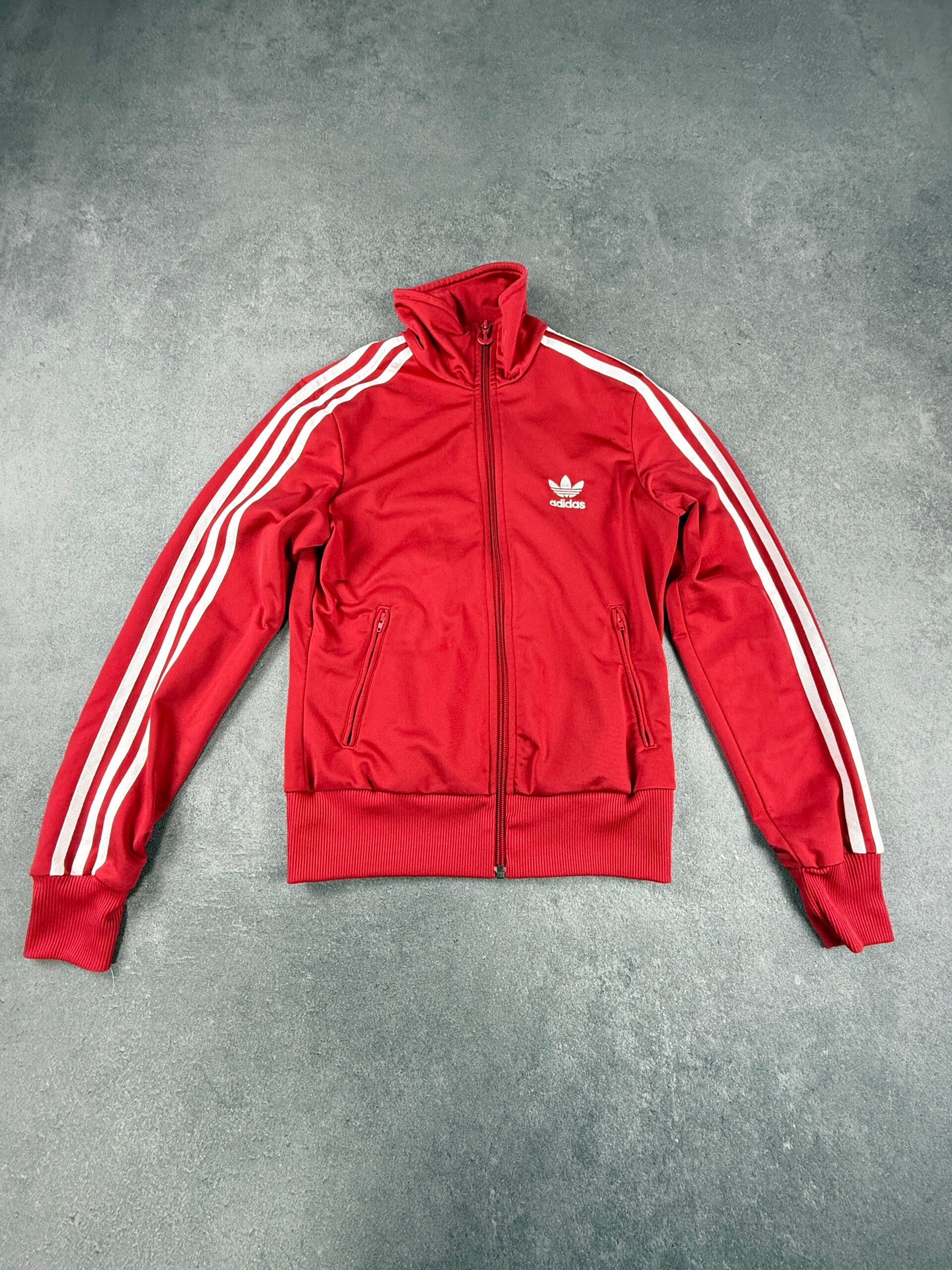 Adidas Track Top rot/weiß Trefoil große Rückenlogo Größe 36