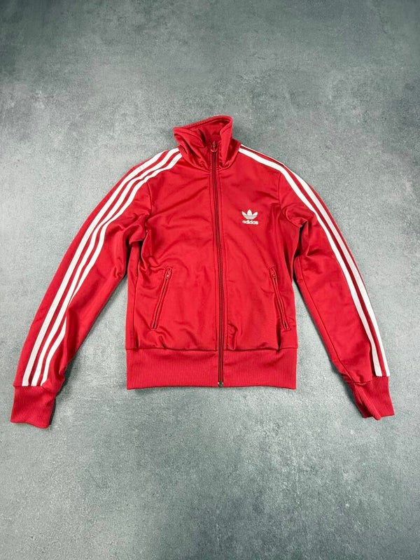 Adidas Track Top rot/weiß Trefoil große Rückenlogo Größe 36
