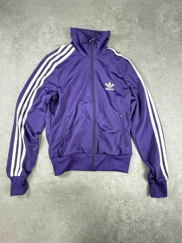 adidas Firebird Track Top lila/weiß Trefoil große Rückenlogo Größe 36 2011