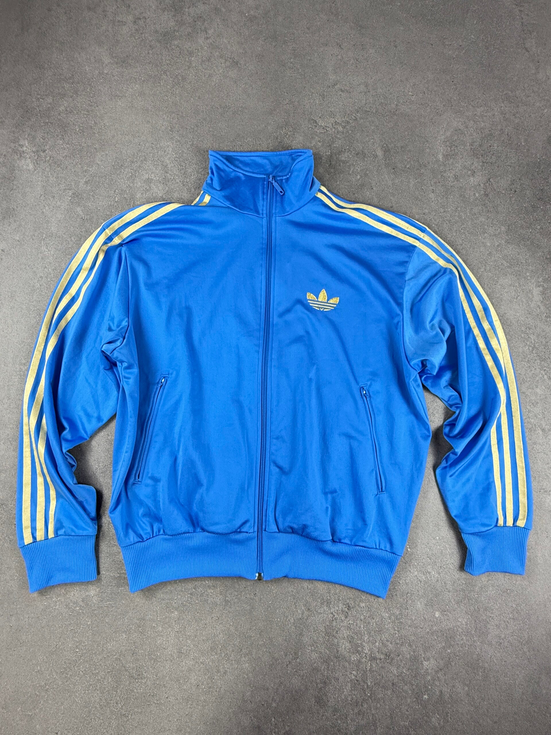 adidas Firebird Track Top blau/gelb Trefoil Größe L 2010