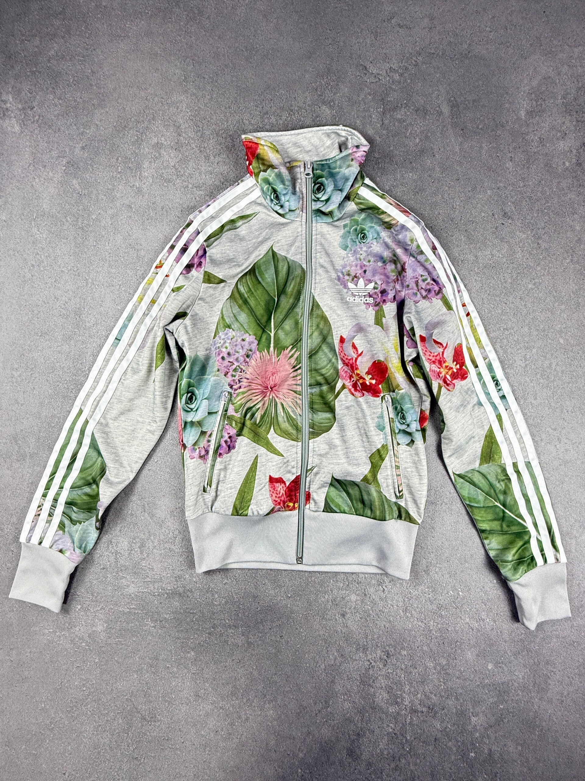 Adidas Originals Firebird Floral Track Top – Grau / Multicolor – Damen XS / DE 32 – 2015