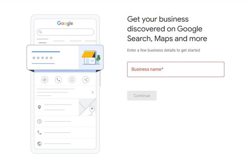 Google Business profile form