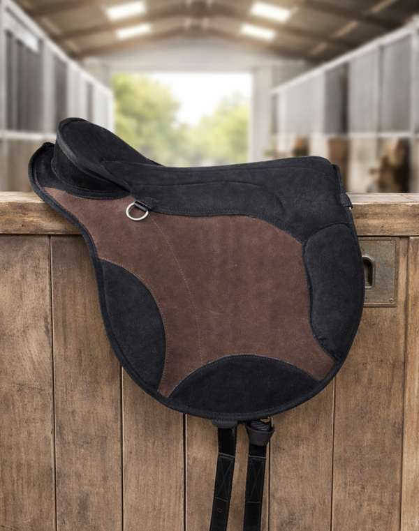 POSH PONY Bareback Pad - Multi use pad in black & brown suede
