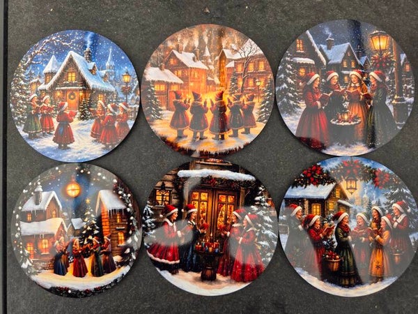 Set van 6 onderzetters - Kerst
