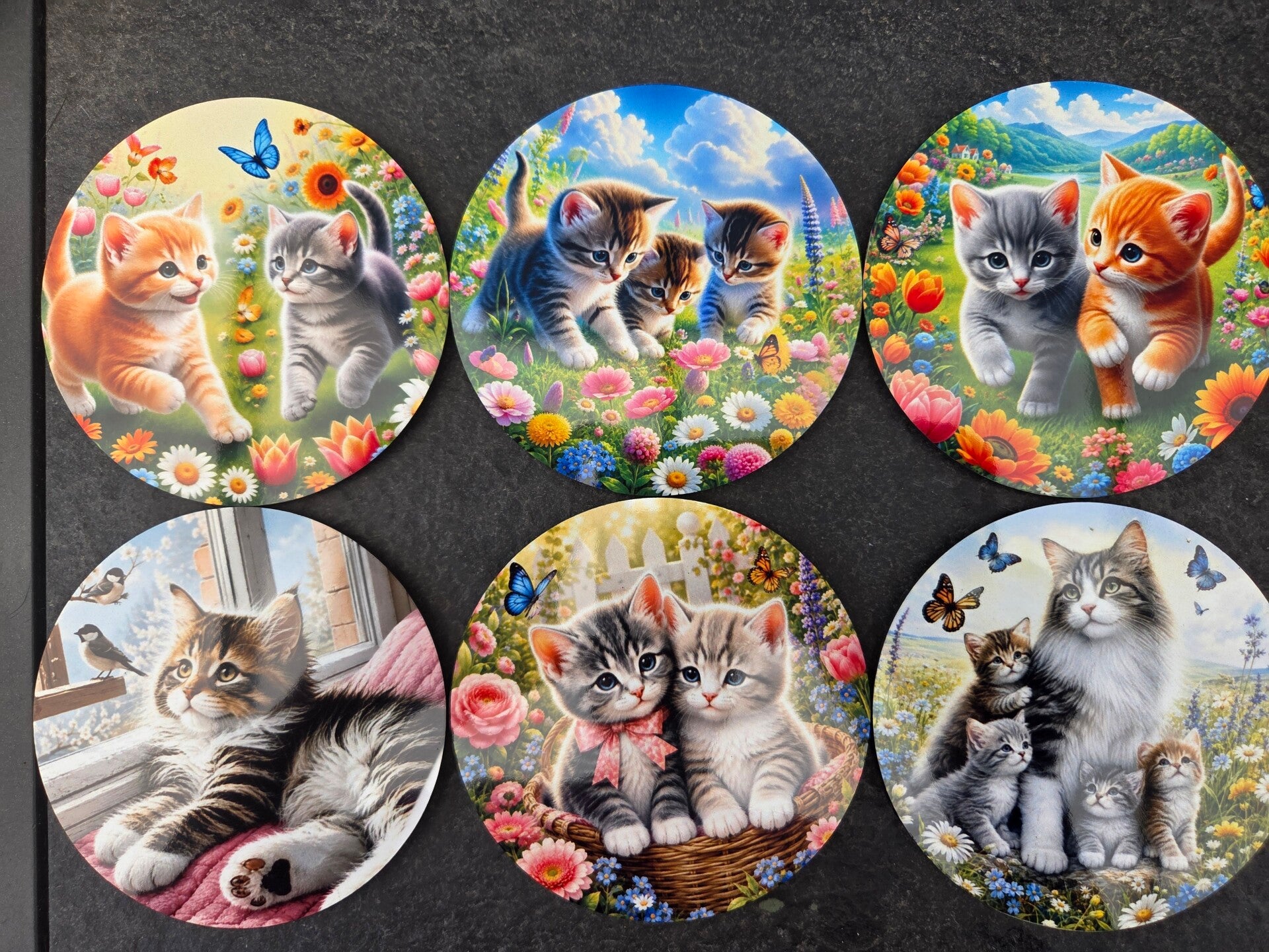 Set van 6 onderzetters - Kittens