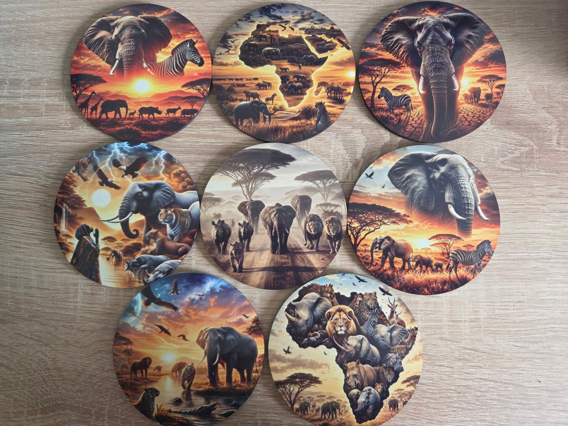 Set van 8 onderzetters - Afrika