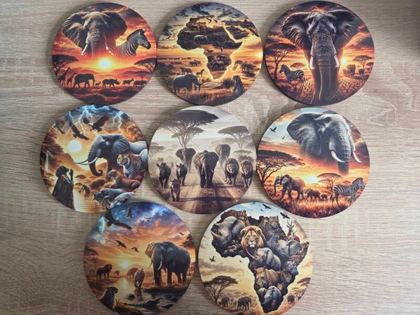 Set van 8 onderzetters - Afrika