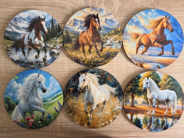 Set van 6 onderzetters - Paarden